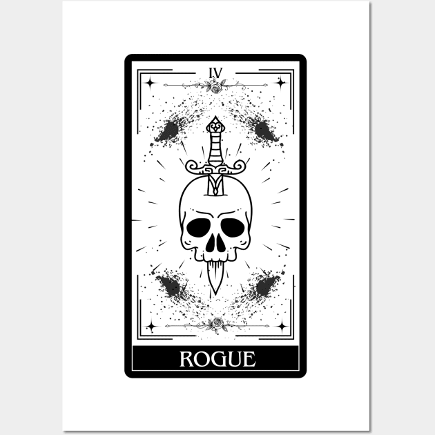 Rogue Tarot Card D&D Nat 20 Dungeons & Dragons T-Shirt Black Wall Art by JaeSlaysDragons